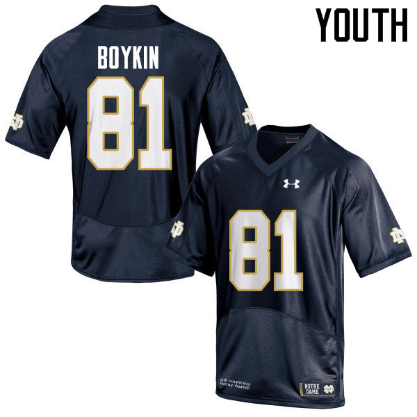 Youth NCAA Notre Dame Fighting Irish #81 Miles Boykin Stitched College Under Armour Authentic Navy Blue Football Jersey WE10A50JQ